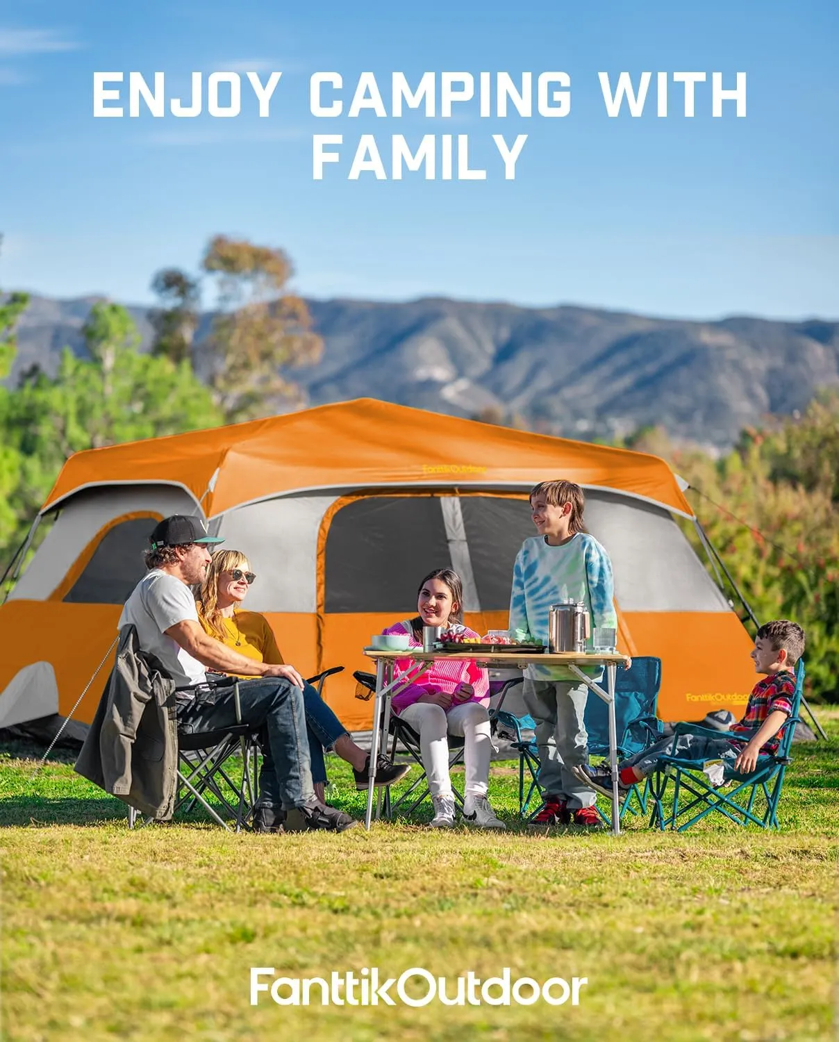 FanttikOutdoor Camping Tent 4/6/8/10 Person Instant Cabin Tent Setup in 60 Seconds with Rainfly & Windproof Portable with Carry Bag for Family Camping & Hiking