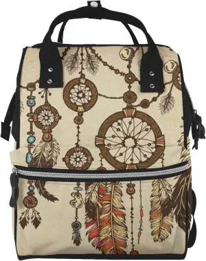 Fashion Diaper Bag Mummy Backpack Ethnic Dream Catcher Feathers Nappy Bag Large Capacity Baby Care Bags For Mom Dad