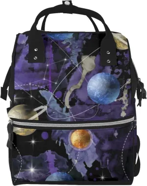 Fashion Diaper Bag Mummy Backpack Space And Planets Nappy Bag Large Capacity Baby Care Bags For Mom Dad
