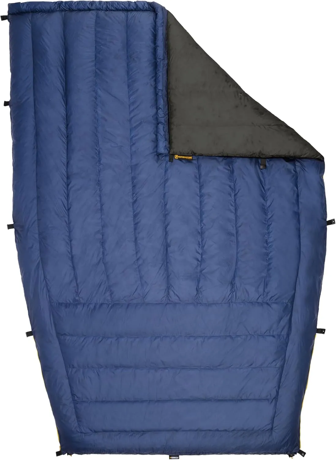 Featherstone Moondance 25 850 Fill Power Down Top Quilt Mummy Sleeping Bag Alternative for Ultralight Backpacking Camping and Thru-Hiking Color: Navy/Grey