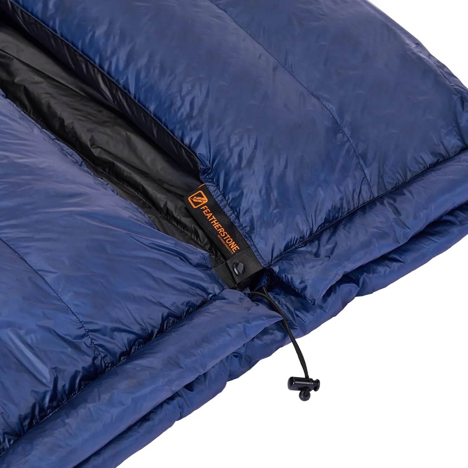 Featherstone Moondance 25 850 Fill Power Down Top Quilt Mummy Sleeping Bag Alternative for Ultralight Backpacking Camping and Thru-Hiking Color: Navy/Grey