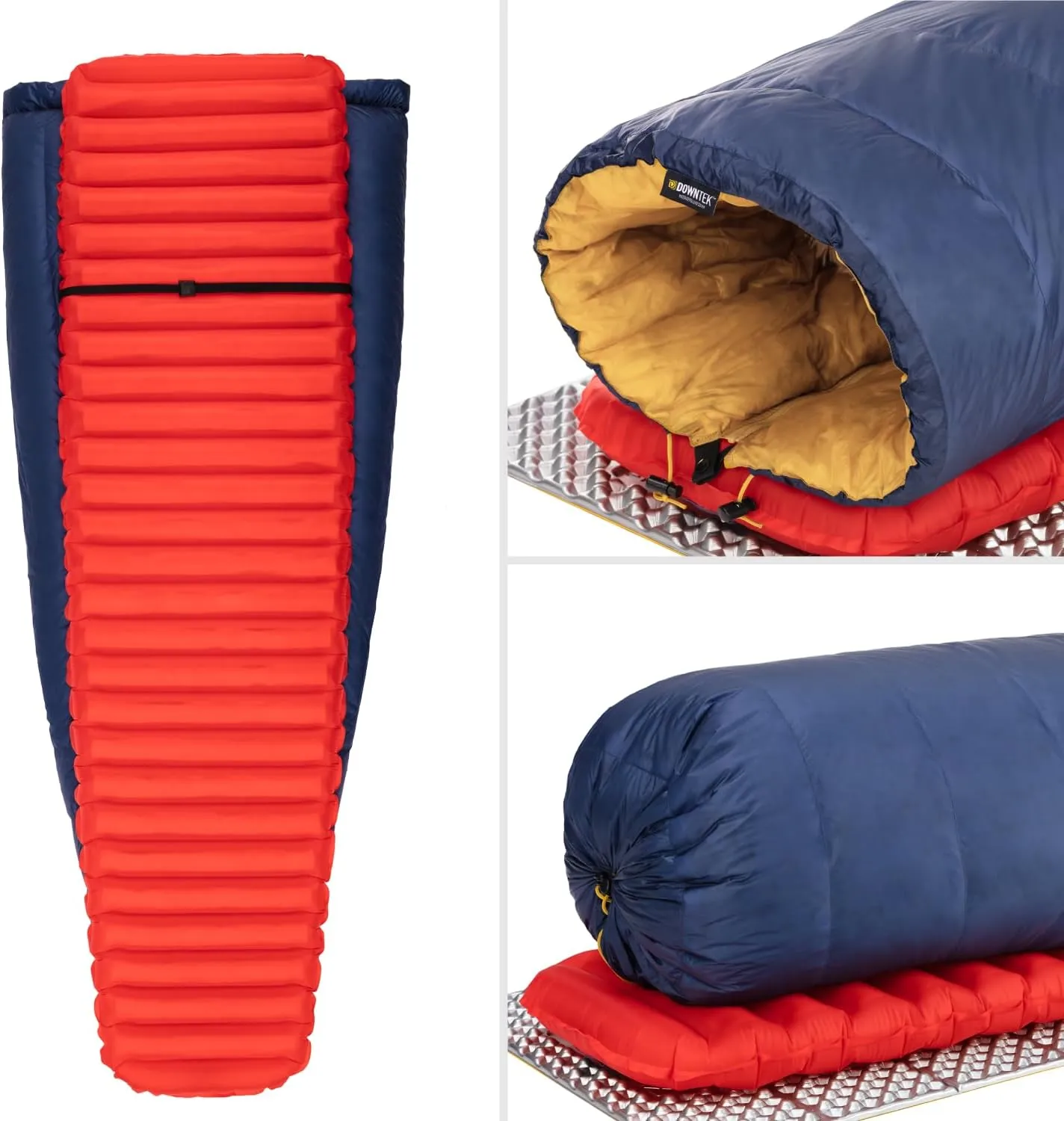 Featherstone Moondance 25 850 Fill Power Down Top Quilt Mummy Sleeping Bag Alternative for Ultralight Backpacking Camping and Thru-Hiking Color: Navy/Marigold