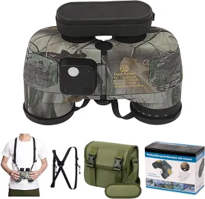 Fetch Falcon10x50 Military Nitrogen Filled Binoculars BAK4 FMC IPX7 Waterproof Compact Binoculars for Adults High Powered for Travel,Marine,Bird Watching and Outdoor Sports (Camo Maple Leaf Compass)