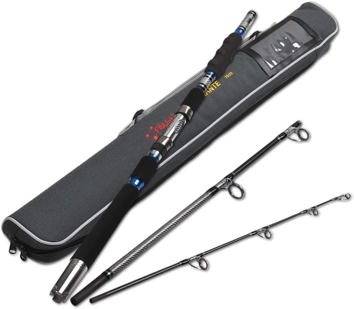 Fiblink 3-Piece Spinning Rod Heavy Spinning Fishing Rod Portable Fishing Rod Graphite Spin Rod (30-50 Pound Test)
