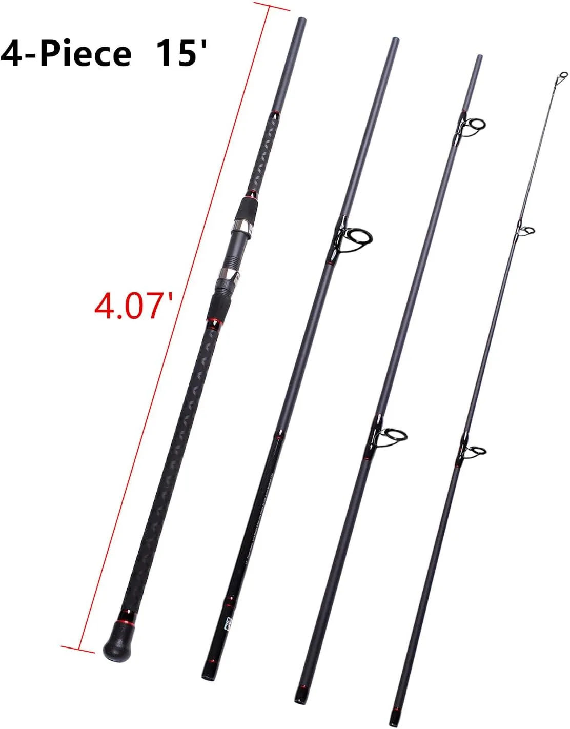 Fiblink Surf Spinning Fishing Rod 2-Piece Graphite Travel Fishing Rod(12 Feet & 10 Feet)