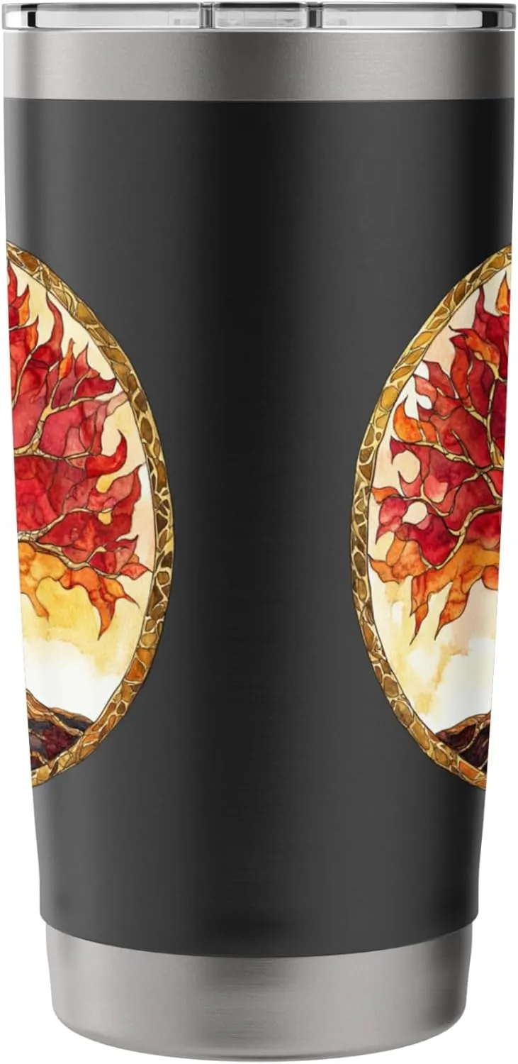 Fiery Tree of Life, Vibrant Flame, Roots Stainless Steel Insulated Tumbler