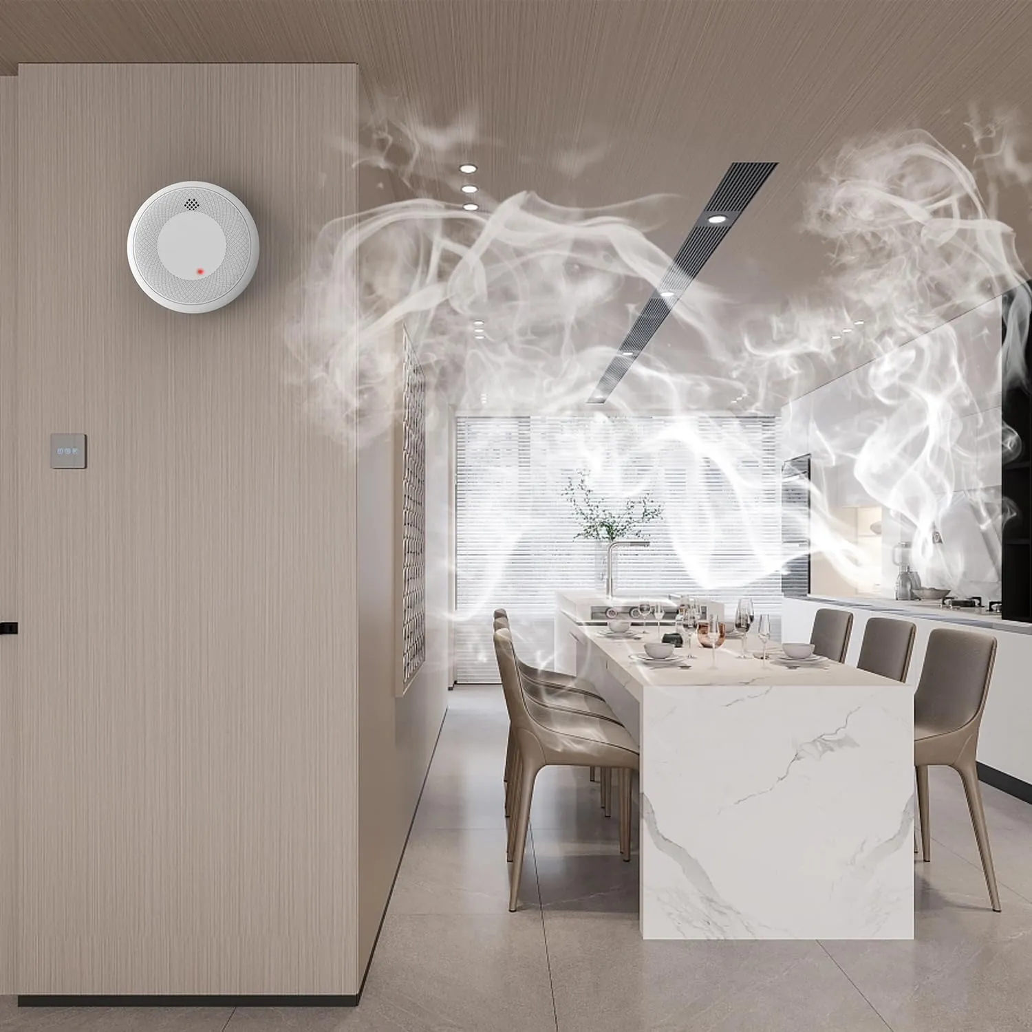 Fire Alarms Smoke Detectors, Smoke Alarm Battery Operated, 10-Year Product Life, Fire Alarm with Test Button Photoelectric Technology Fire Detectors 6 Pack
