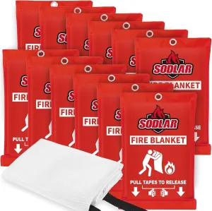 Fire Blanket Emergency for Home Kitchen - 40"x40" Fireproof Safety Protection Fiberglass Flame Retardant Blankets Survival Essential Kit for House Car Camping Outdoor Fireplace Grill BBQ - 12 Pack