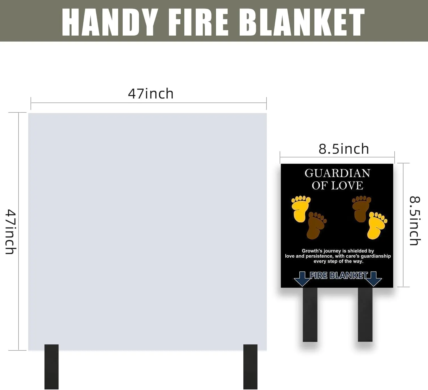 Fire Blanket with Decoration Cover, 47x47 inches Fiberglass Fire Emergency Blanket, Flame Suppression Retardant Fireproof Survival Blanket, Foot