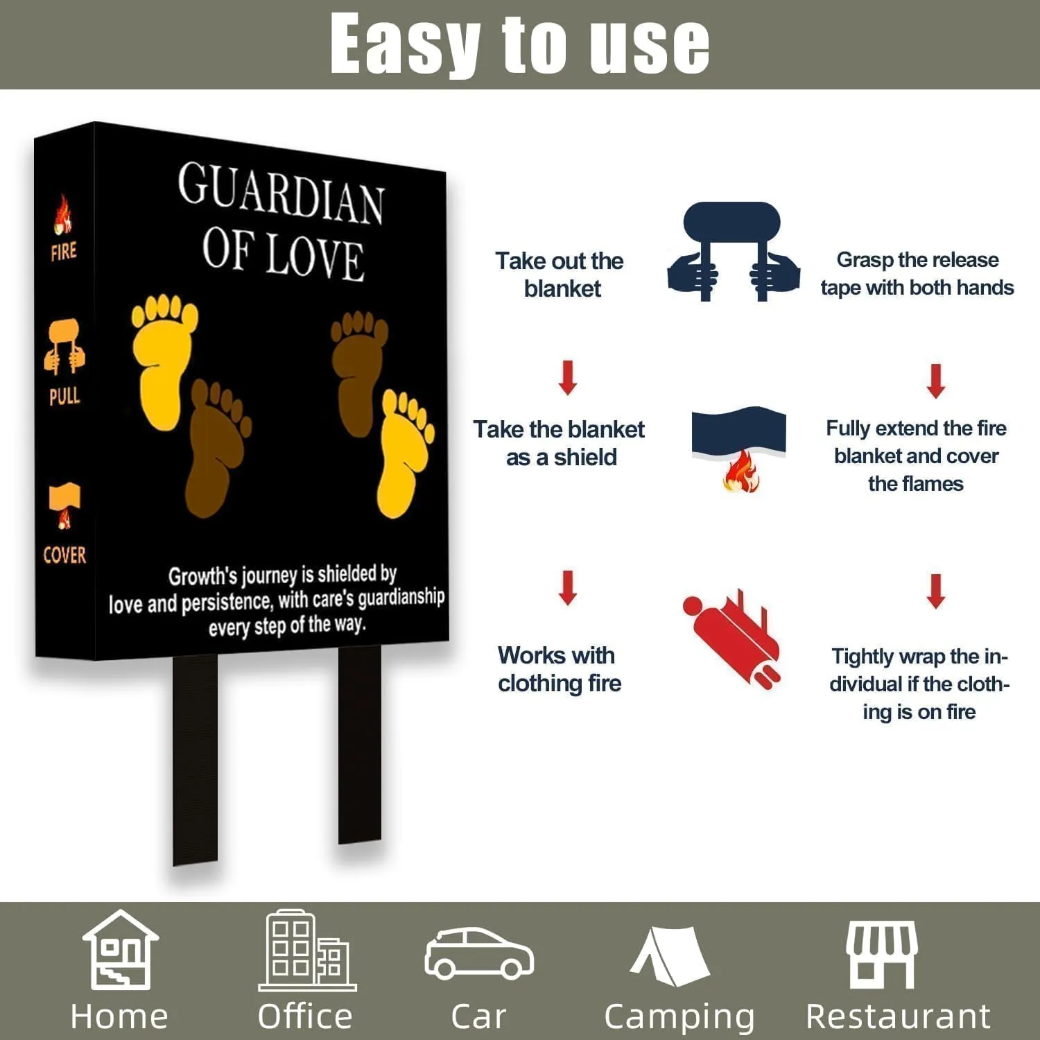 Fire Blanket with Decoration Cover, 47x47 inches Fiberglass Fire Emergency Blanket, Flame Suppression Retardant Fireproof Survival Blanket, Foot