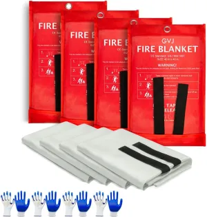 Fire Blanket,Emergency Fire Blanket for Home and Kitchen， Fiberglass Fire Extinguisher Blanket for Camping, Cars, 0ffices, Warehouses, Schools,Grill, Fireplaces (4)