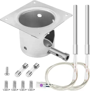 Fire Burn Pot and 2 Hot Rod Ignitor Kit, Heavy Duty Fire Pot and Hot Rod/Grill Igniter with Screws and Fuse, Replacement Parts for Traeger & Pit Boss Wood Pellet Grill Smoker