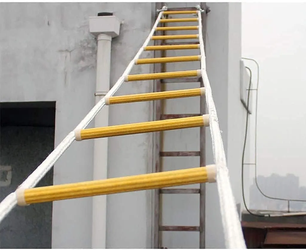 Fire Escape Ladder, Ladders,Rope Ladder Escape Escape Ladder Emergency Rope Ladder with 2 Hooks/Outdoor High Altitude Climbing Rescue Rope Ladder Outdoor Portable Construction Ladder/14M/46Ft