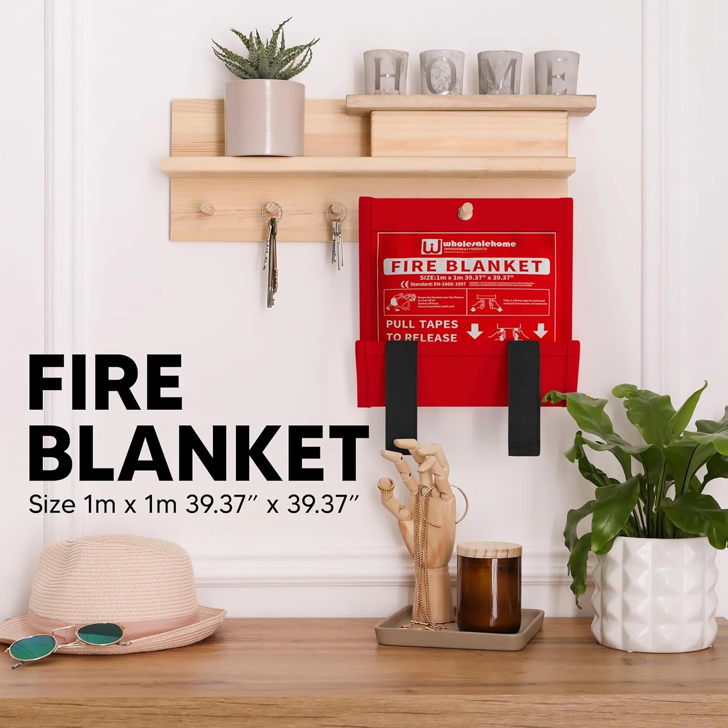 Fire Extinguisher Blanket - Heavy Duty Portable Fiberglass Emergency Blanket - Puts Out Grill & Grease Flames - Safe & Reusable Survival Fire Safety for Home, Kitchen, Car, Camping 1x1m