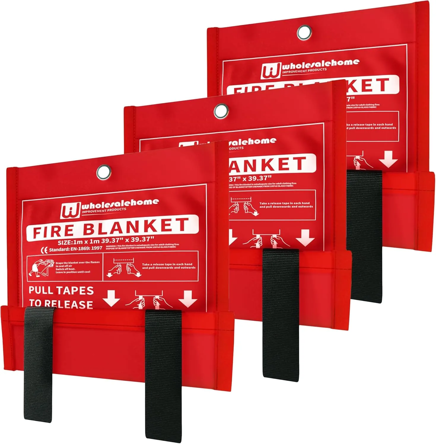 Fire Extinguisher Blanket - Heavy Duty Portable Fiberglass Emergency Blanket - Puts Out Grill & Grease Flames - Safe & Reusable Survival Fire Safety for Home, Kitchen, Car, Camping 1x1m