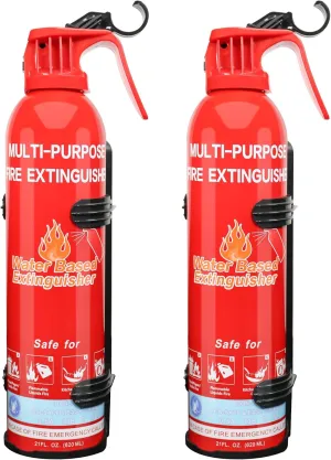 Fire Extinguisher for Home with Mount, 2 Pack Upgraded 8-in-1 Portable Fire Extinguishers For Vehicle Car Boat Marine Kitchen Emergency Supplies, Water-Based Extinguisher For A, B, C, K Fire Types