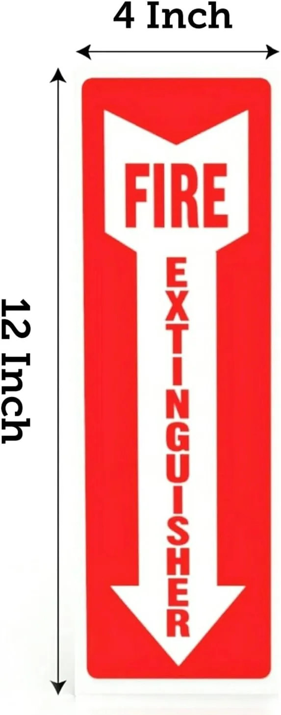 Fire Extinguisher Sign Sticker - 36 Pack - 4" X 12" - 5 Mil Vinyl - Bright Red White Colors - Durable Self Adhesive, Weatherproof, Photoluminescent and UV Protected - Ideal for Inside Office or Boat