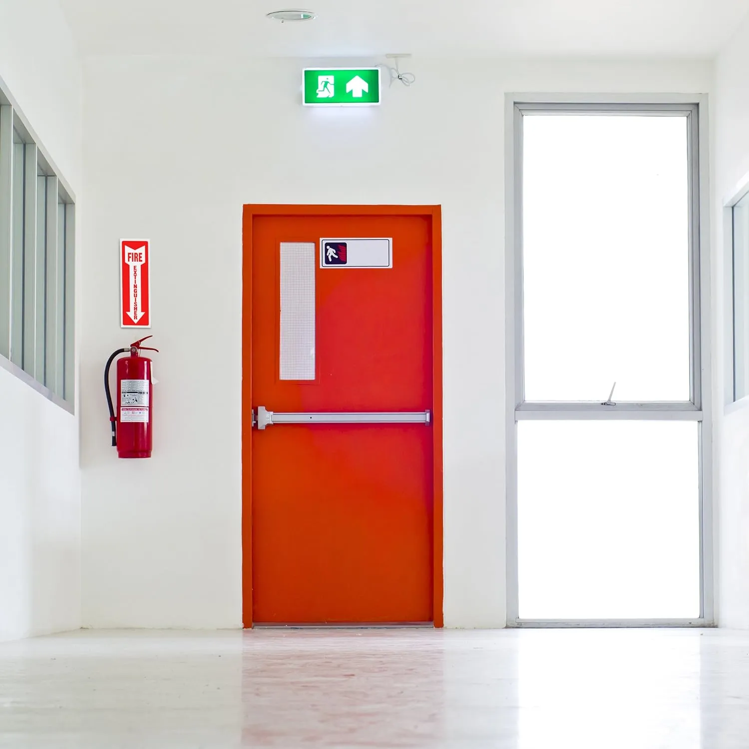 Fire Extinguisher Sign Sticker - 36 Pack - 4" X 12" - 5 Mil Vinyl - Bright Red White Colors - Durable Self Adhesive, Weatherproof, Photoluminescent and UV Protected - Ideal for Inside Office or Boat