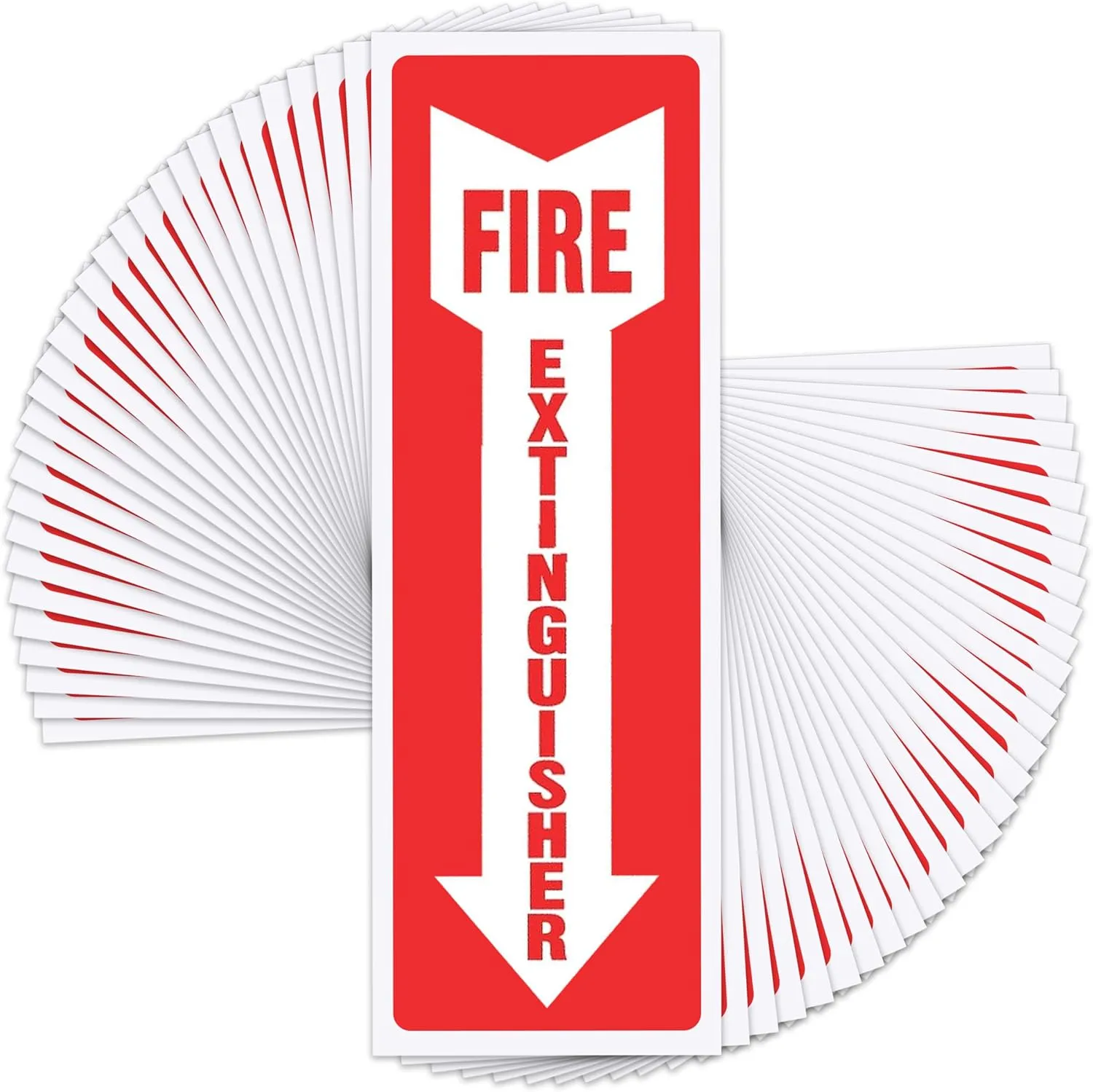 Fire Extinguisher Sign Sticker - 36 Pack - 4" X 12" - 5 Mil Vinyl - Bright Red White Colors - Durable Self Adhesive, Weatherproof, Photoluminescent and UV Protected - Ideal for Inside Office or Boat