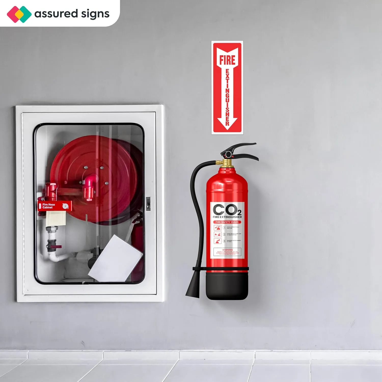 Fire Extinguisher Sign Sticker - 36 Pack - 4" X 12" - 5 Mil Vinyl - Bright Red White Colors - Durable Self Adhesive, Weatherproof, Photoluminescent and UV Protected - Ideal for Inside Office or Boat