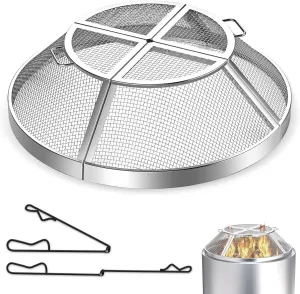 Fire Pit Screen for Solo Stove Bonfire, 19.5inch Fire Pit Spark Screen for Solo Stove Accessories, Durable Stainless Steel Spark Protector Mesh Screen for Fire Pits with Shield Removal Tools