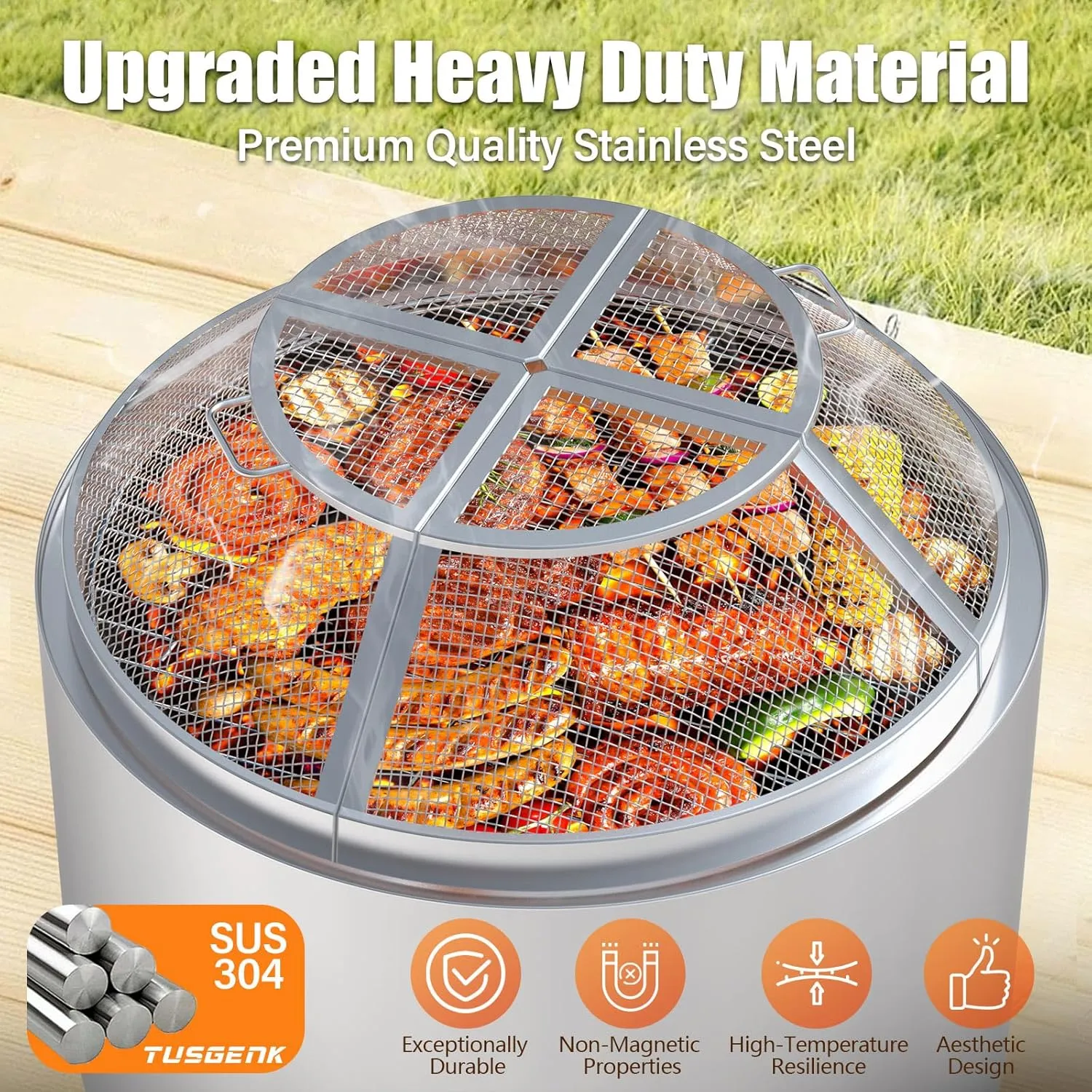 Fire Pit Screen for Solo Stove Bonfire, 19.5inch Fire Pit Spark Screen for Solo Stove Accessories, Durable Stainless Steel Spark Protector Mesh Screen for Fire Pits with Shield Removal Tools