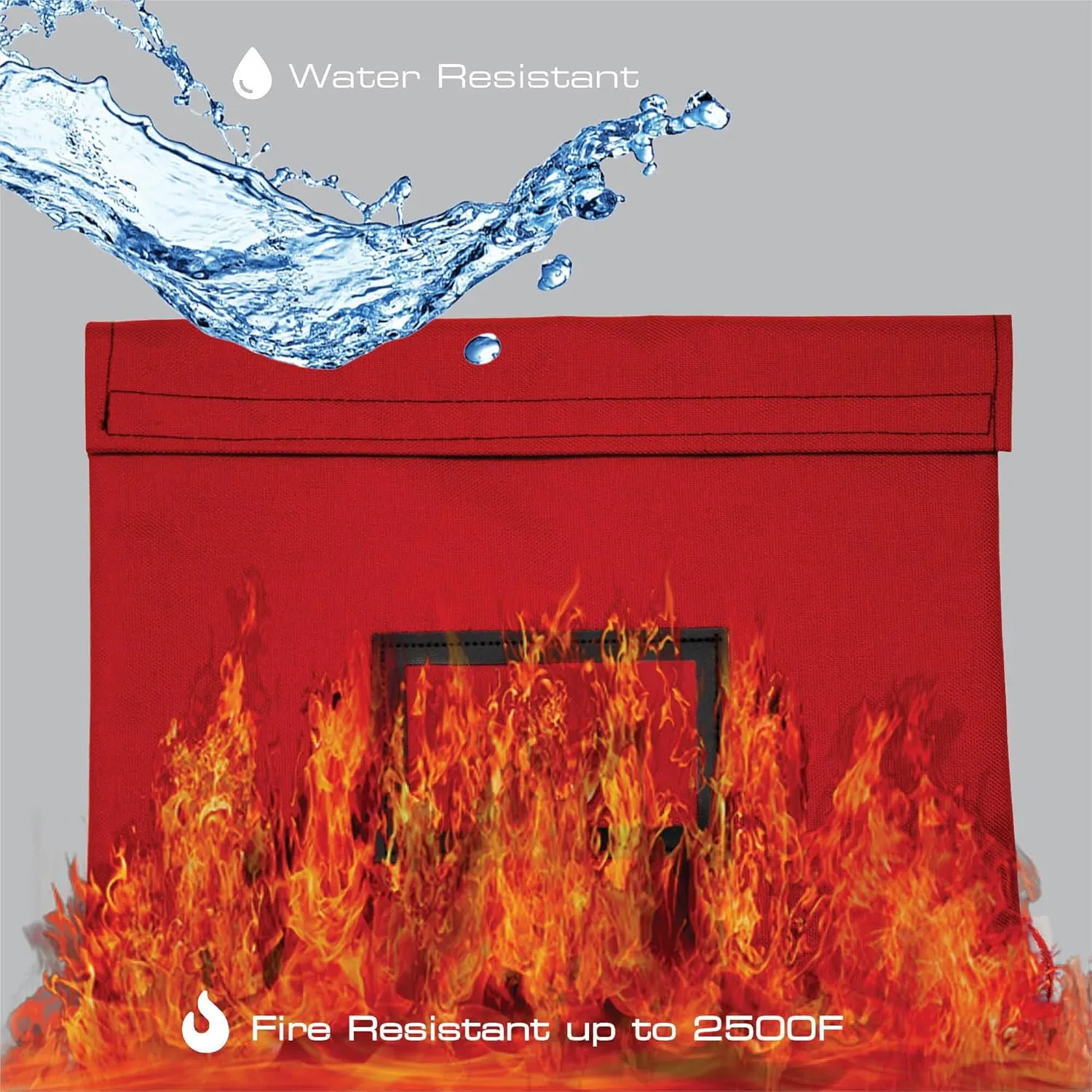 Fire Resistant and Water Repellent Document Bag, 14 x 11 Inch (Red)