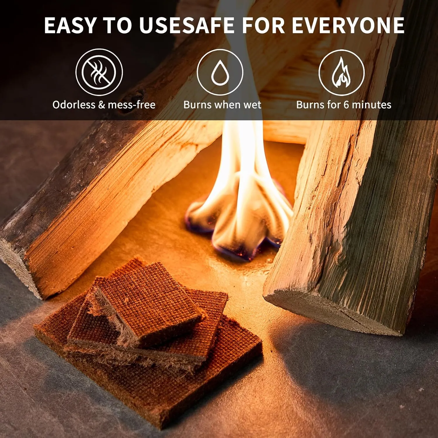 Fire Starter 160 pcs - Fire Starters for Campfire, Outdoor Fire Pit, Wood Stove, Logs Fireplaces, BBQ, Water Resistant & Odorless Firestarter - Camping Essentials