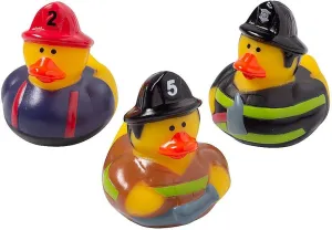 Firefighter Rubber Duckies (Set of 12 Ducks) Fire Party Favors and Supplies