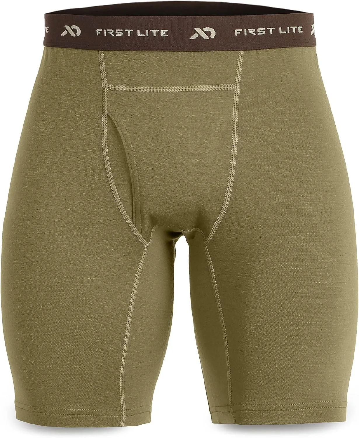 First Lite Men's Wick Long Boxer Brief - Lightweight Breathable Merino Wool Underwear