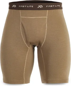 First Lite Men's Wick Long Boxer Brief - Lightweight Breathable Merino Wool Underwear