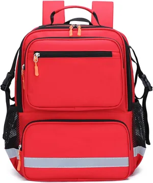 First Responder Bag Medical Backpack Empty,Trauma Backpack with Reflective,Medical Emergency Kits for Outdoor Travel Camping,Bag Only(Red)