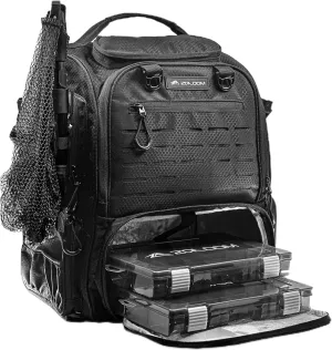 Fishing Backpack with Rod Holder & Foldable Net - 40L Fishing Tackle Backpack, 2 Tackle boxes, Hiking Bag with Waterproof Rain Cover, Extra Storage Compartments