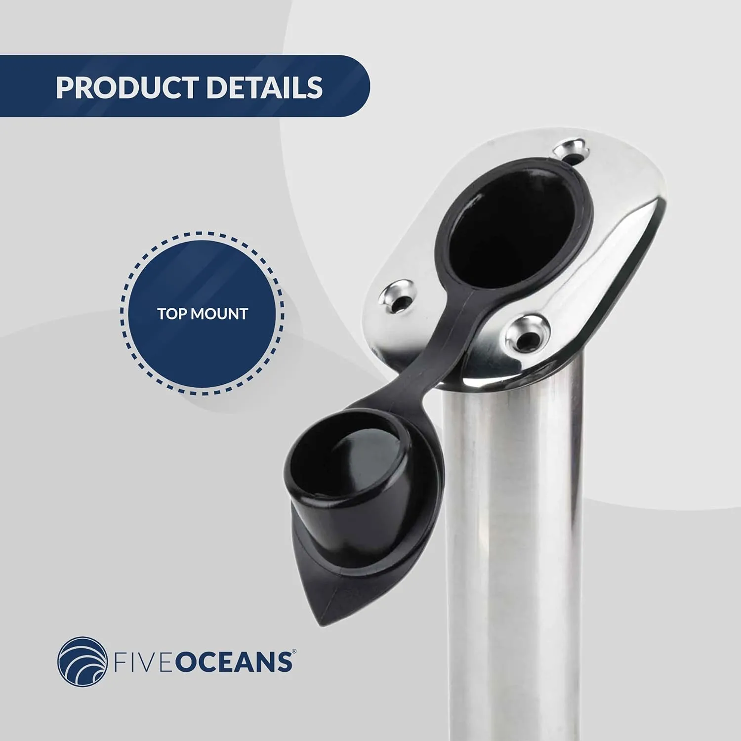 Five Oceans Fishing Rod Holder, 15/30/90 Degree Rod Holder for Boat, Clamp-on Fishing Rod Holder, Single Piece Rack Rod Holder