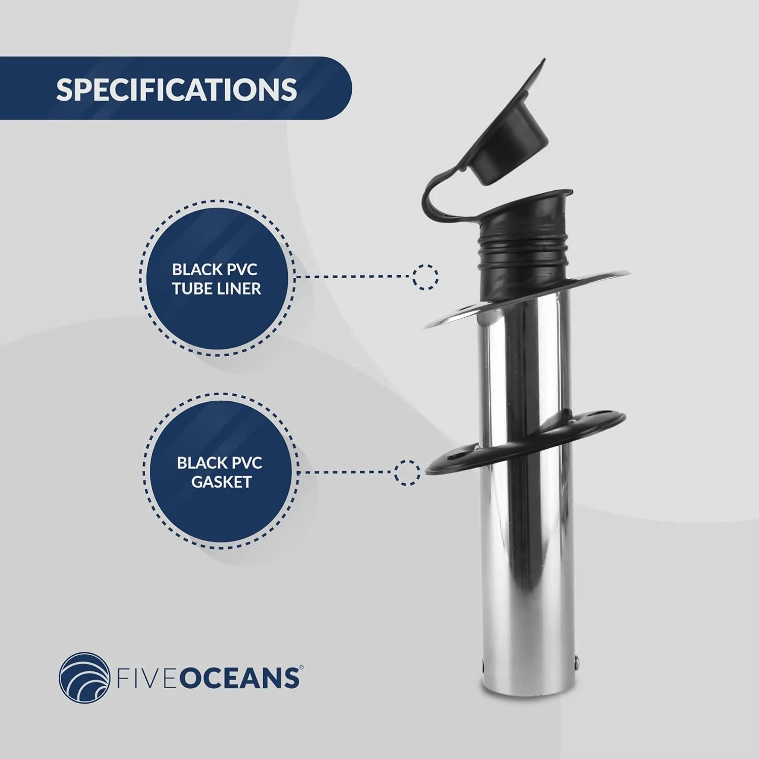 Five Oceans Fishing Rod Holder, 15/30/90 Degree Rod Holder for Boat, Clamp-on Fishing Rod Holder, Single Piece Rack Rod Holder