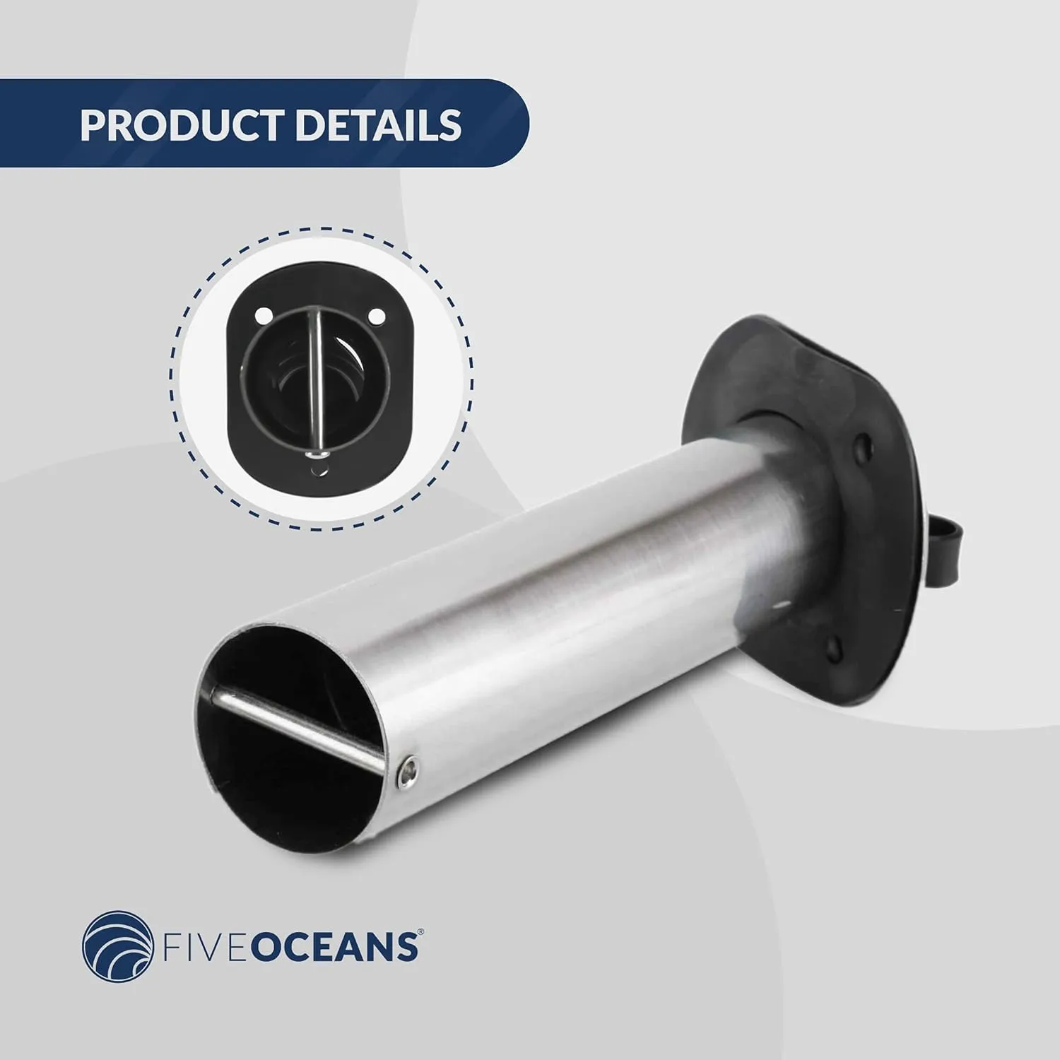 Five Oceans Fishing Rod Holder, 15/30/90 Degree Rod Holder for Boat, Clamp-on Fishing Rod Holder, Single Piece Rack Rod Holder
