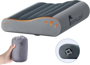 FLEXTAILGEAR Inflatable Camping Pillow, Ergonomic Travel Pillow Backpacking Gear with Washable Removable Cover Separate TPU Bladder for Camp, Hiking, Airplane, Road Trip, Office