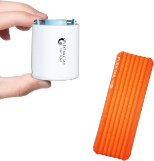 FLEXTAILGEAR Tiny and Portable Air Pump Ultra-Mini Pump &FLEXTAILGEAR Inflatable Sleeping Pad with 5R Value – Ultralight 2.8 Inch Camping Mattress