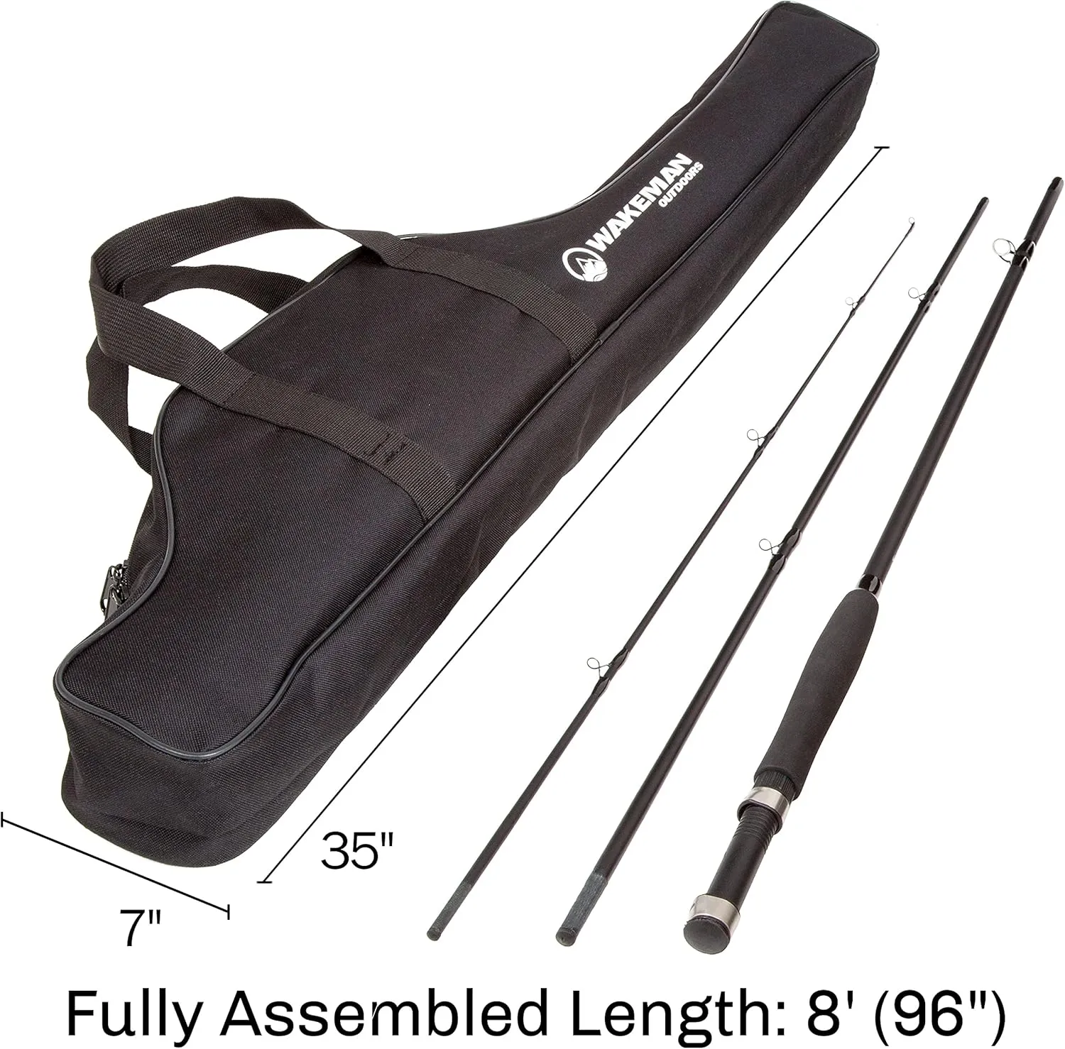Fly Fishing Rod and Reel Combo - Including Carrying Case, Flies, and Fishing Line - Charter Series Gear and Accessories by Wakeman (Black)