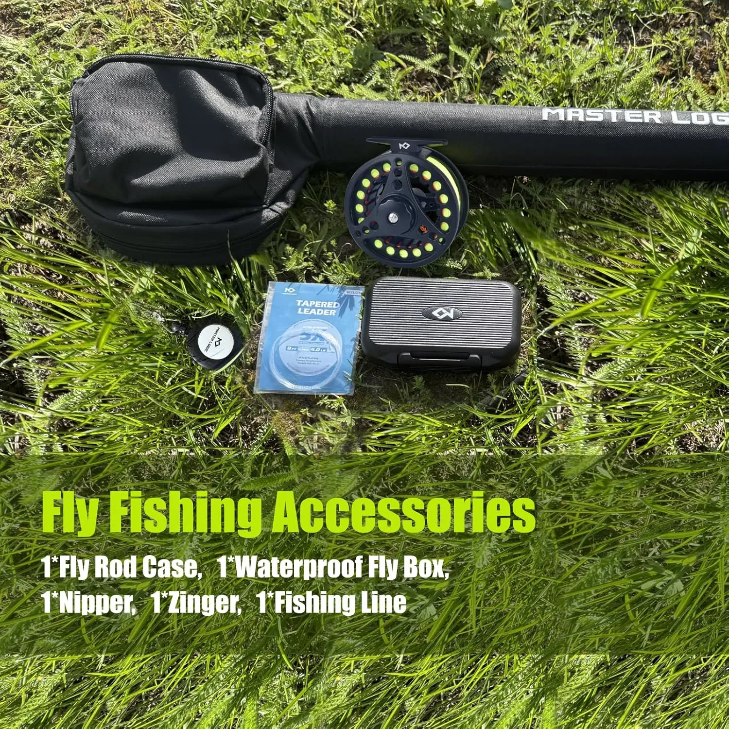 Fly Fishing Rod and Reel Combo Starter Kit with 24T Graphite Trout Travel Fly Rod with Cork Handle and Die Cast Aluminum Fly Reel and Accessories