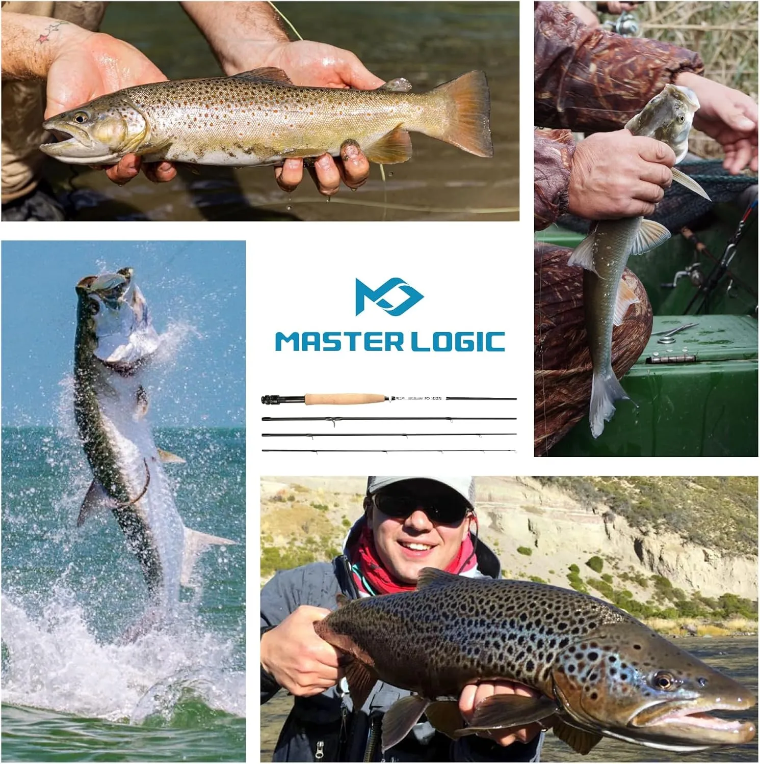 Fly Fishing Rod and Reel Combo Starter Kit with 24T Graphite Trout Travel Fly Rod with Cork Handle and Die Cast Aluminum Fly Reel and Accessories