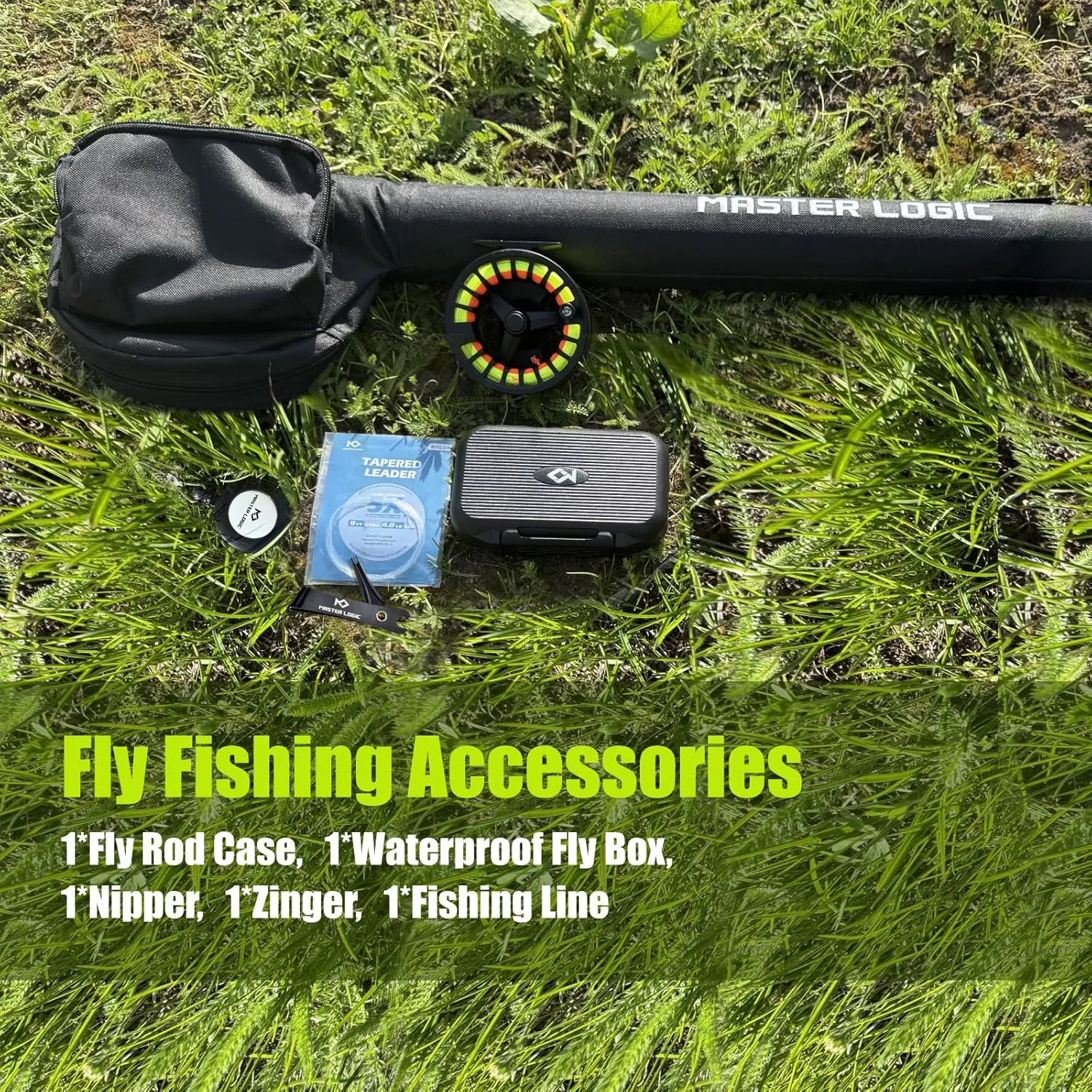 Fly Fishing Rod and Reel Combo Starter Kit with 24T Graphite Trout Travel Fly Rod with Cork Handle and Die Cast Aluminum Fly Reel and Accessories