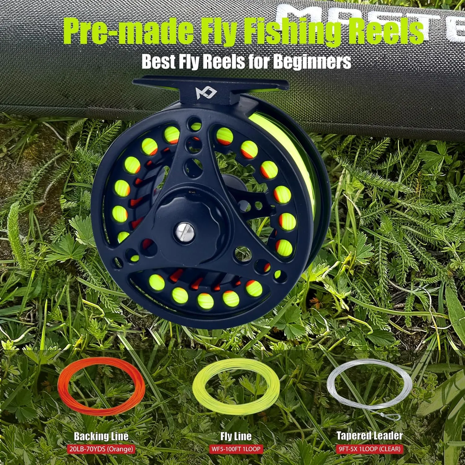 Fly Fishing Rod and Reel Combo Starter Kit with 24T Graphite Trout Travel Fly Rod with Cork Handle and Die Cast Aluminum Fly Reel and Accessories