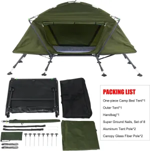 Folding Reclining Outdoor Bed Travel Camp Cots Reclining Sleeping Cots Bed for Camping, Pool, Beach, Foldable Camping Cot with Tent,Folding Camping Cots, Portable Single Sleeping Cot Camping Bed,