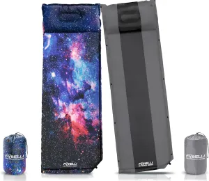 Foxelli Two-Pack Bundle: Insulated Self Inflating Sleeping Pads for Camping, Backpacking & Hiking