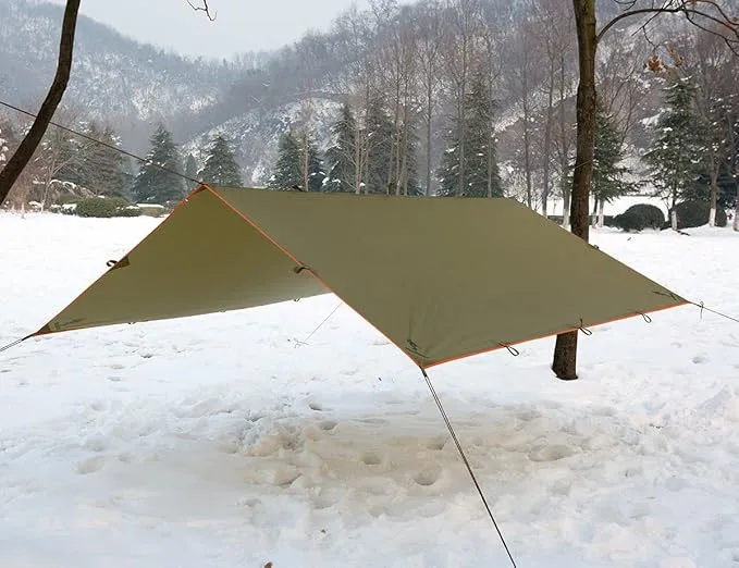 FREE SOLDIER Waterproof Portable Tarp Multifunctional Outdoor Camping Traveling Awning Backpacking Tarp Shelter Rain Tarp (Camo)