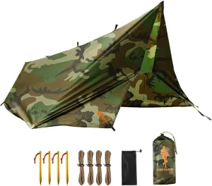 FREE SOLDIER Waterproof Portable Tarp Multifunctional Outdoor Camping Traveling Awning Backpacking Tarp Shelter Rain Tarp (Camo)