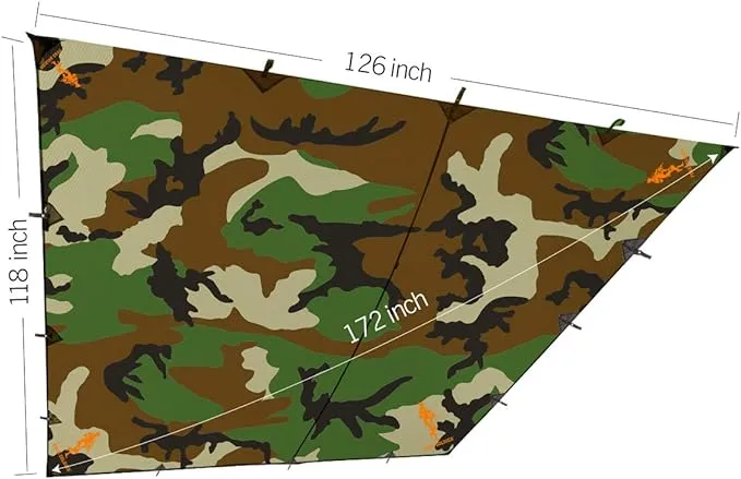 FREE SOLDIER Waterproof Portable Tarp Multifunctional Outdoor Camping Traveling Awning Backpacking Tarp Shelter Rain Tarp (Camo)