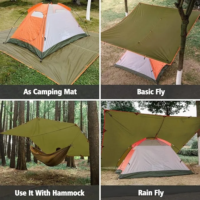FREE SOLDIER Waterproof Portable Tarp Multifunctional Outdoor Camping Traveling Awning Backpacking Tarp Shelter Rain Tarp (Camo)