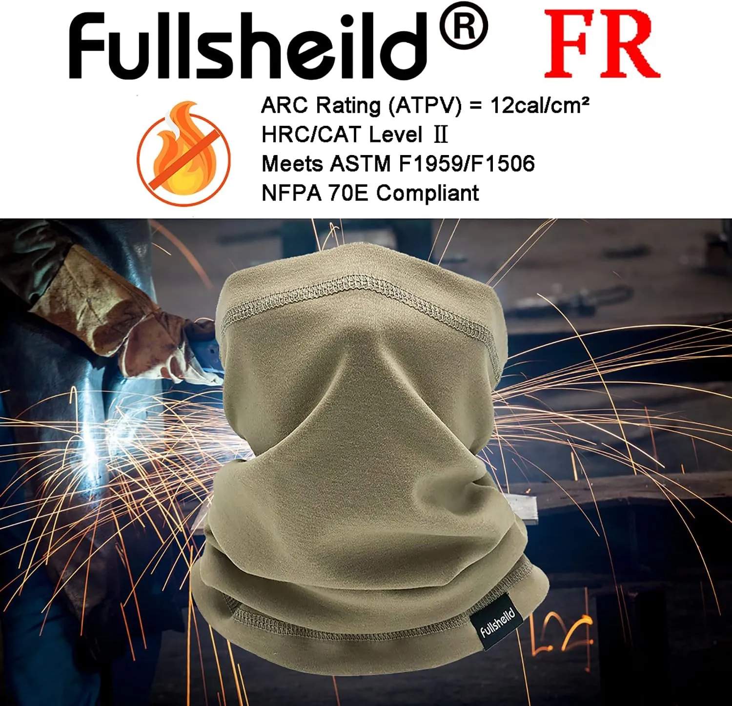 Fullsheild FR Flame Resistant Face Mask Full Cover Neck Gaiter Snood for Welding Hunting Army Military Working